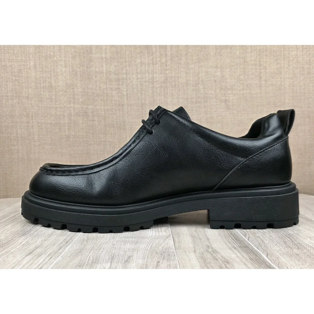 Zara Black Leather Chunky Platform Loafers Lace Up Lug Soles Mens EU 44 US  11